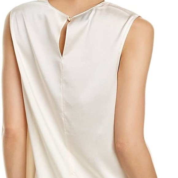 St. John Champagne Liquid Satin Cowl Neck Silk Top - Picture 2 of 4